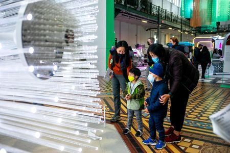 The data, says the exhibition director Rachel Goslins, offers &quot;a potential roadmap for anyone seeking to be inspired, as well as to inspire hope and action.&quot;&nbsp;(Above: the two-story interactive me + you,&nbsp;by the New York artist and architect Suchi Reddy, incorporated the latest in artificial intellegence analysis.)