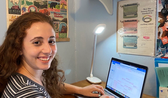 As a virtual intern with the National Museum of American History, Samara Angel, works on coordinating a meeting for her professional learning projects in Experience Design. (National Museum of American History)