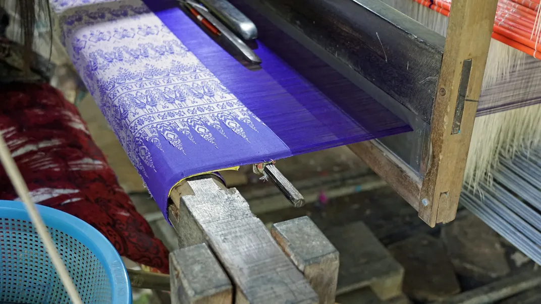 Traditional silk weavers loom, Oknha Tey, Cambodia