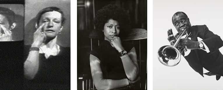 Credit: “Left Side Right Side” (still) by Joan Jonas, 1972. Single-channel video (black-and-white, sound), 8:50 min. National Portrait Gallery, Smithsonian Institution. © 2020 Joan Jonas / Artists Rights Society (ARS), New York. Courtesy the artist and Gladstone Gallery, New York and Brussels (left). Alice Walker by Bernard Gotfryd, gelatin silver print, 1976. National Portrait Gallery, Smithsonian Institution. © The Bernard Gotfryd Revocable Living Trust (center). Louis Armstrong (detail) by Philippe Halsman, gelatin silver print, 1966 (printed 1998). National Portrait Gallery, Smithsonian Institution; gift from the Trustees of the Corcoran Gallery of Art (Gift of Betsy Karel). The Corcoran Gallery of Art, one of the country’s first private museums, was established in 1869 to promote art and American genius. In 2014, the works from the Corcoran Collection were distributed to institutions in Washington, D.C. © Philippe Halsman Archive (right).
