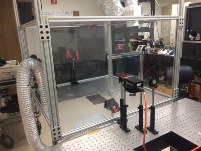 Andreas Velten and his lab at the University of Wisconsin use this setup, complete with a fog chamber, to test their camera.