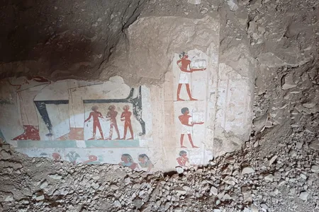Paintings in the tomb of&nbsp;Amum-em-Ipet depict a funeral procession and banquet.