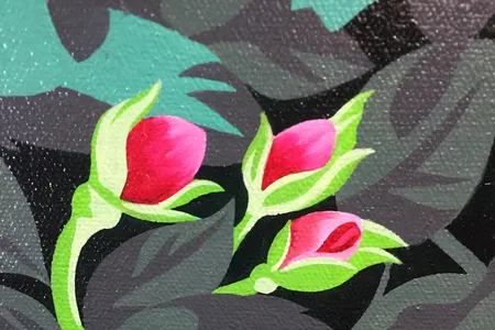 The rose buds are the universal symbol for love and courage.