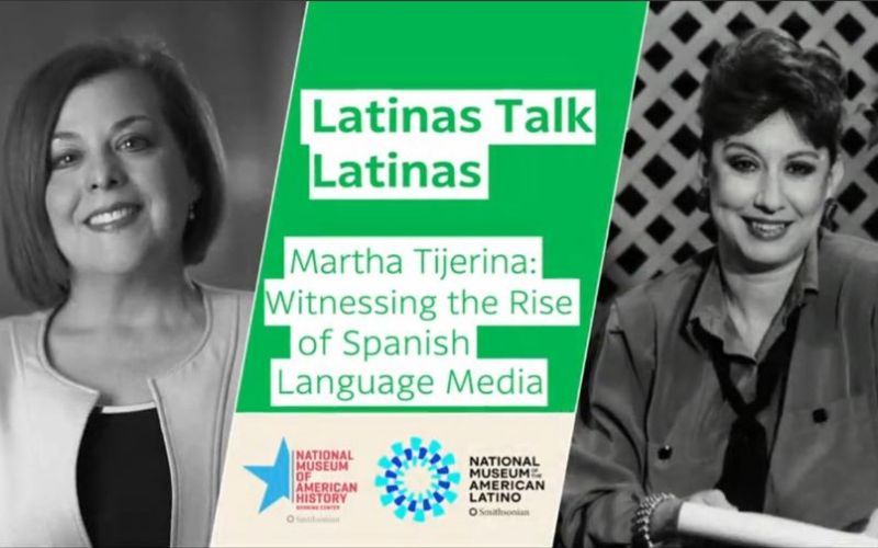 Latinas Talk Latinas graphic features two women and a green panel in the middle