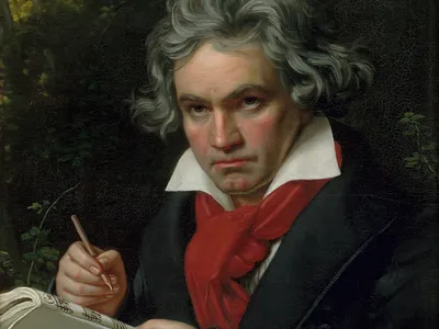 A portrait of Ludwig Van Beethoven by Joseph Karl Stieler, painted in 1820.