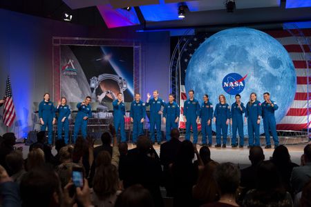 NASA's newest class of astronaut candidates at their graduation ceremony at Johnson Space Center.during their graduation ceremony at the agency’s Johnson Space Center in January of 2020. The class includes 11 NASA candidates, as well as two Canadian Space Agency (CSA) candidates.