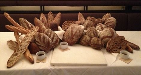 A display of whole wheat bread at the Washington State University-Mount Vernon Bread Lab, in Blue Hill, New York