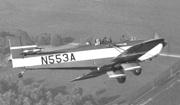 Aircraft designer Neal Loving flying his WR-3 near Springfield, Ohio.