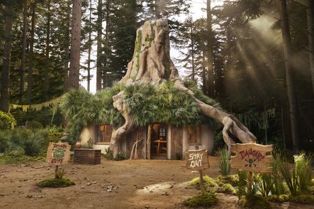 The exterior of Shrek&#39;s house, which has has been reimagined in the Scottish Highlands