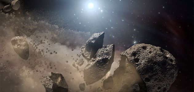 Artist’s conception of a broken-up asteroid