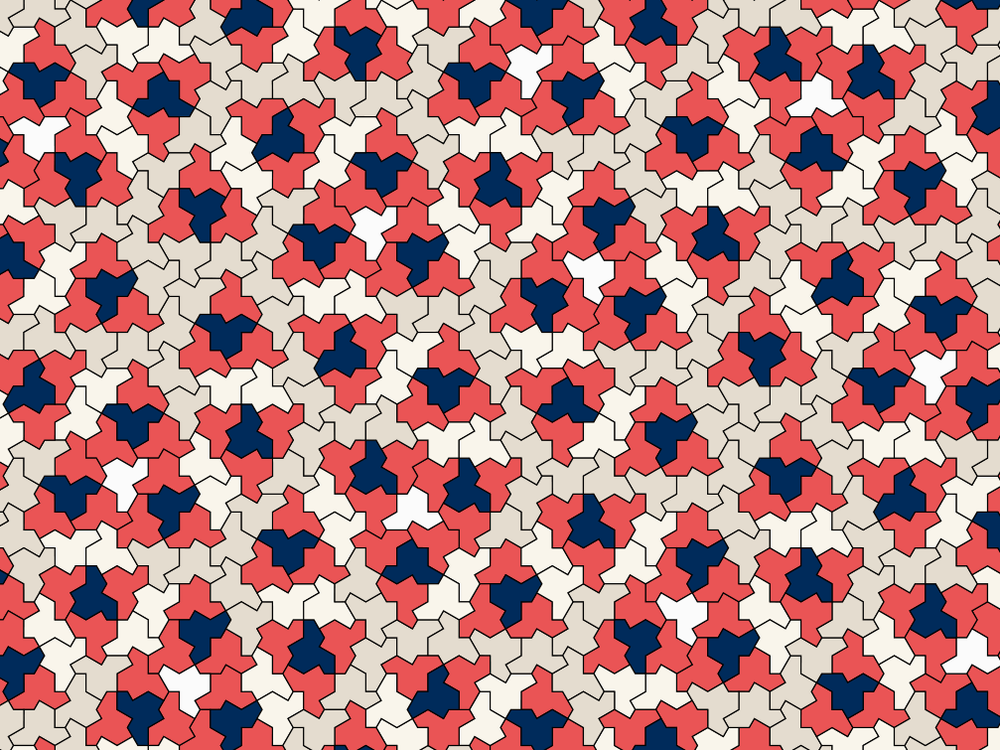 The same 13-sided shape forms a non-repeating pattern