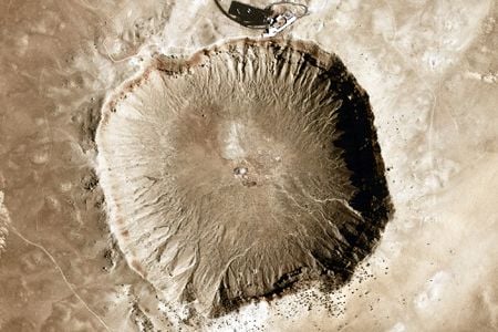 Meteor Crater in Arizona: a recent, but not terribly large, impact scar.