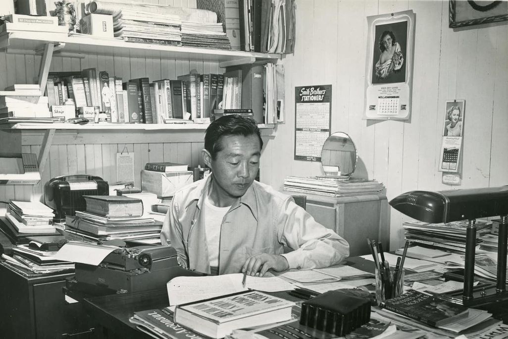 Mori in his office working