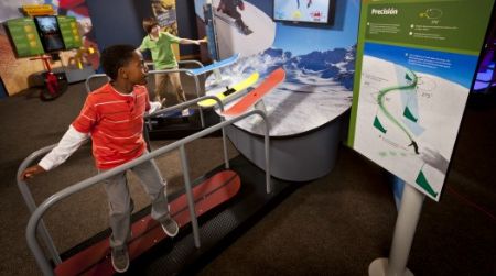 The Boardercross snowboarding activity teaches students about angles and turning