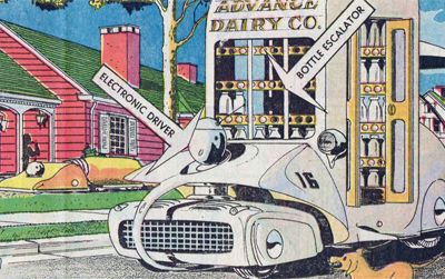 The milkman's robot helper of the future as imagined by illustrator Arthur Radebaugh (1961)