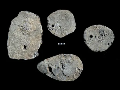 Four lead ingots found in a shipwreck off the coast of Israel feature Cypro-Minoan markings but actually originated in Sardinia.