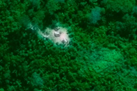 A 2013 satellite view of a settlement of uncontacted people in Acre, Brazil. 