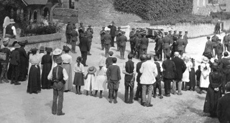 The funeral of James Idle in the village of Hullavington, on August 29, 1914