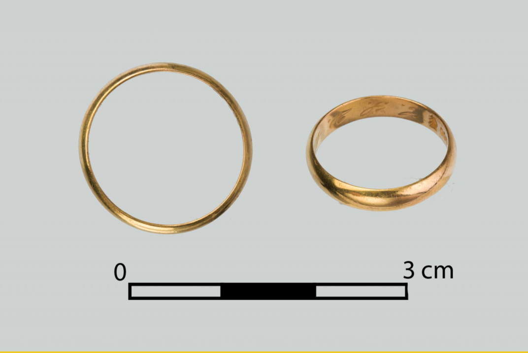 A gold wedding ring found by the team