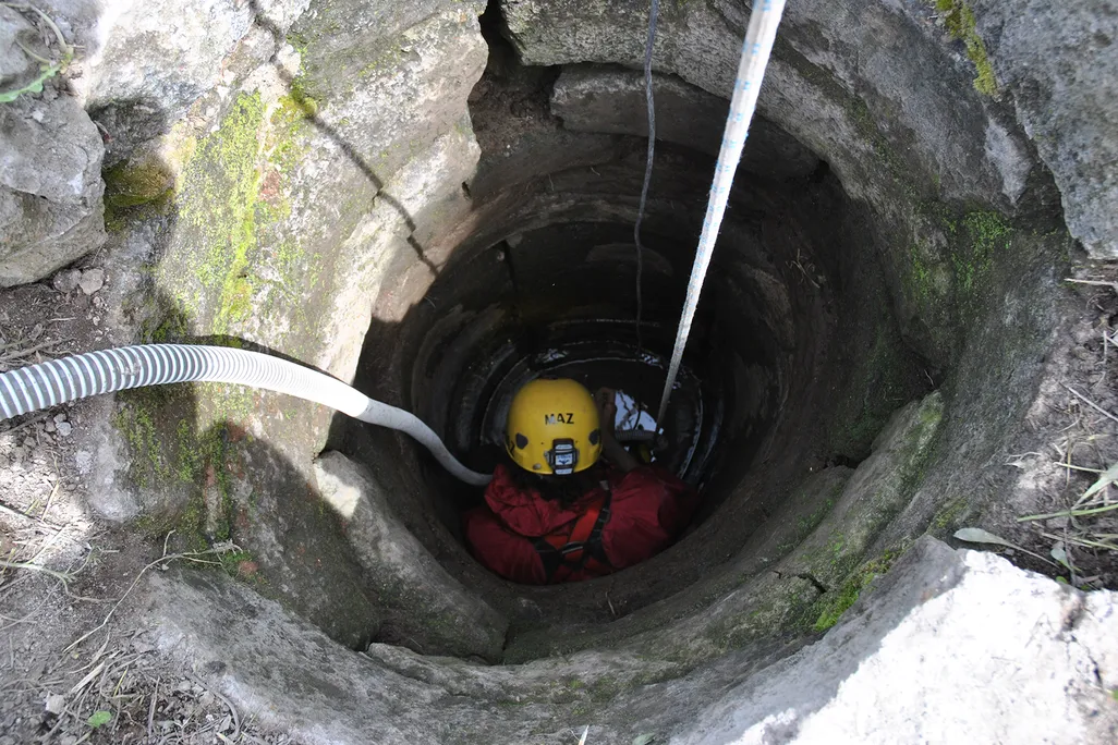 Man in well