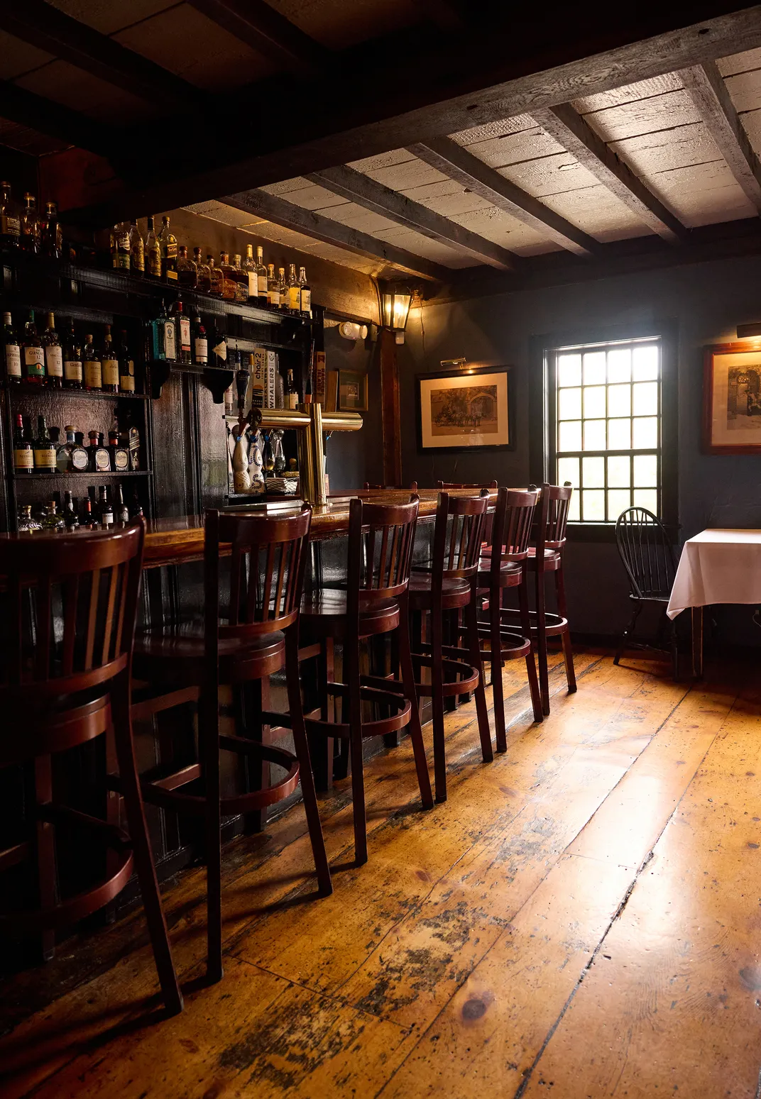 The main bar at the White Horse Tavern in Newport, Rhode Island.