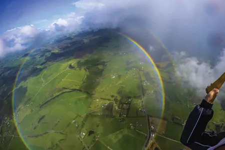On his first skydive in 2016, Anthony Killeen took this shot of a circular rainbow in New Zealand.