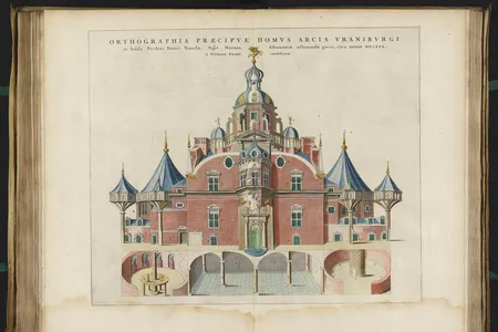 Brahe's mansion, Uraniborg, was located on an island in Sweden. His basement laboratory is represented by the bottom left room in this drawing.