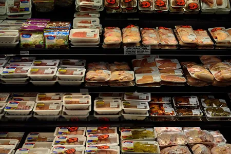 Fresh meat in a supermarket in North America