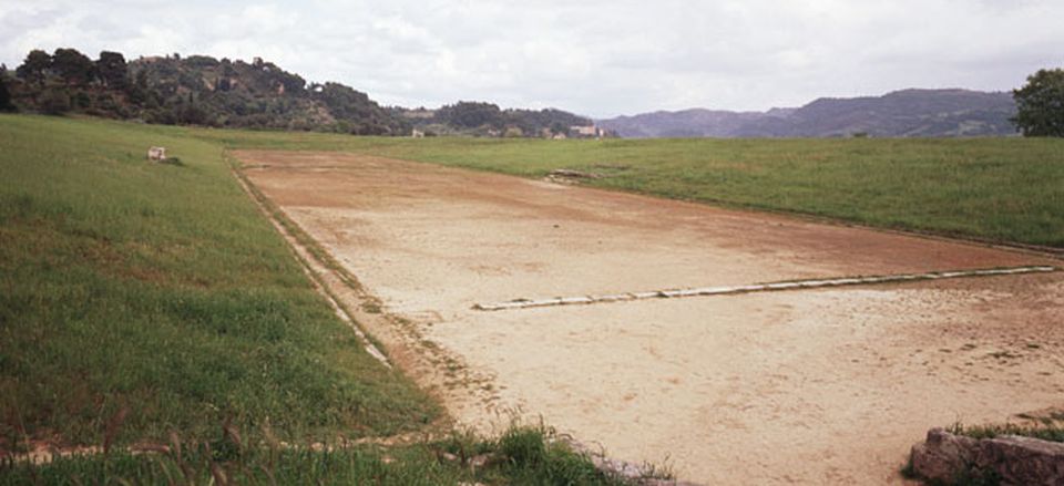  A view of the ancient ruins of the Stadium at Olympia with its centerpiece 210-yard track. Credit: Roger Wood/Corbis