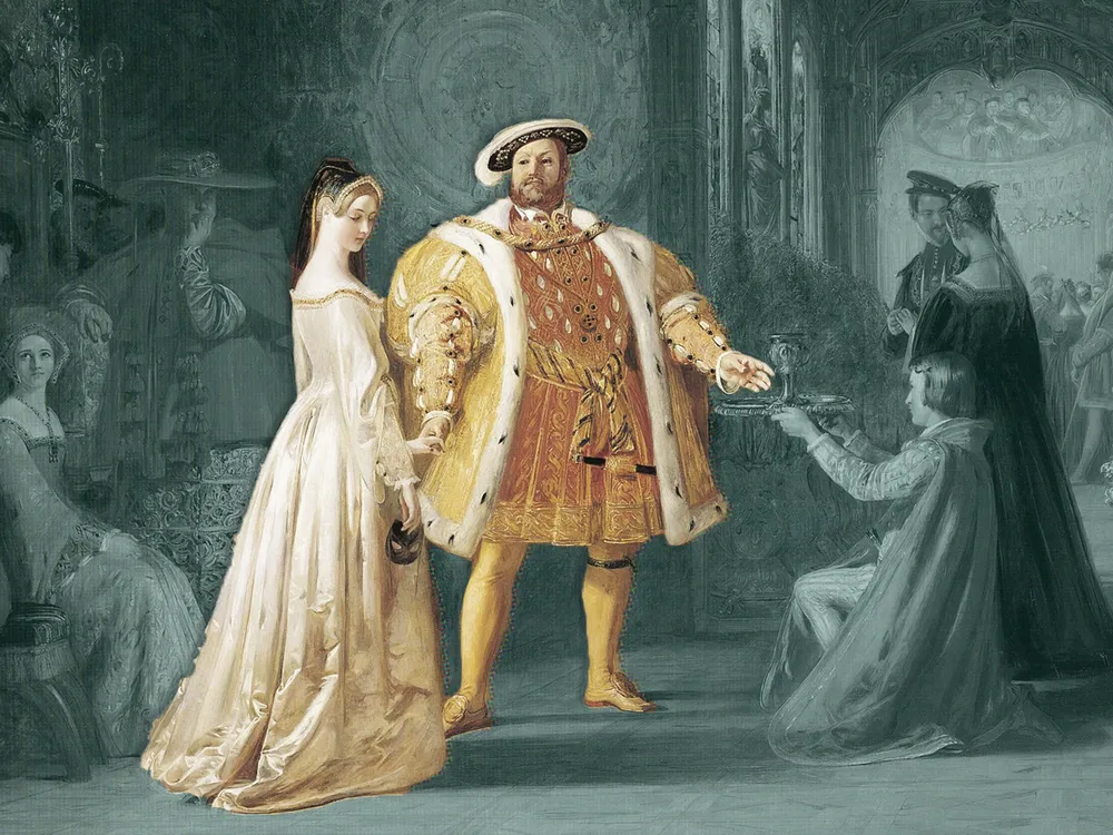 Anne Boleyn and Henry VIII in a painting by Daniel Maclise, 1835