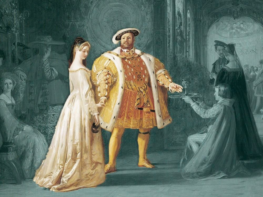 Anne Boleyn and Henry VIII in a painting by Daniel Maclise, 1835