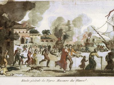 Illustration of the slave revolt in Haiti, and what slaveholders in the United States feared.