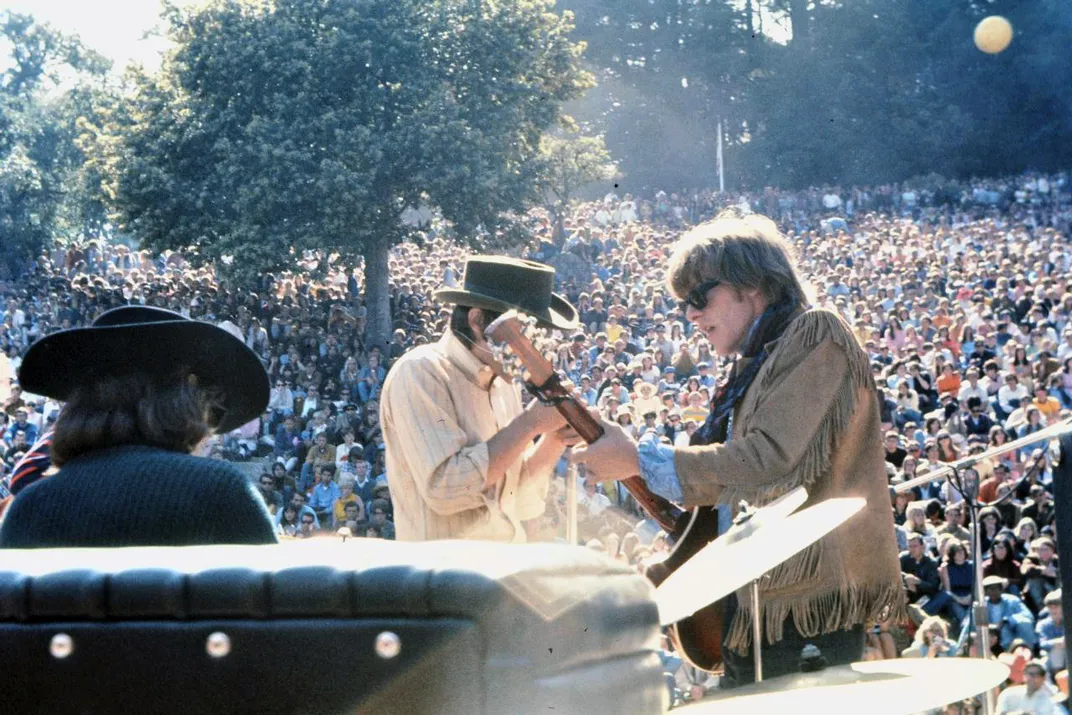 Members of Jefferson Airplane performing at a music festival in Marin County, California, in June 1967, during the Summer of Love