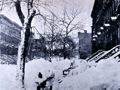 Park Place, Brooklyn after the 1888 blizzard.