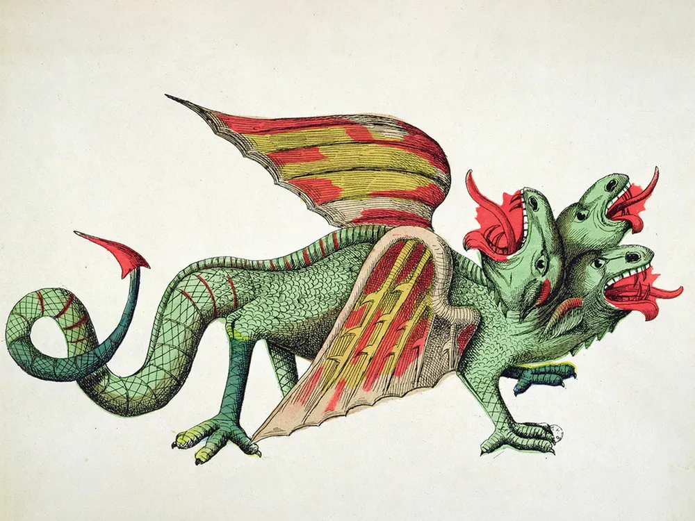 illustration of a three-headed dragon