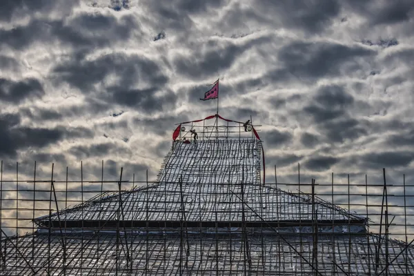 Constructing a bamboo opera shed thumbnail