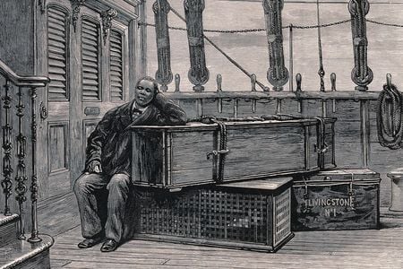 Wainright watches over Livingstone's body on the trip back to Britain.