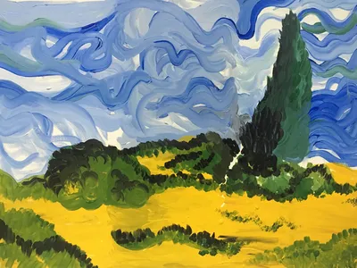 "Wheat Field with Cypresses," based on Vincent van Gogh
