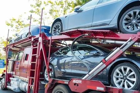 Electric cars from Tesla, photographed in 2018