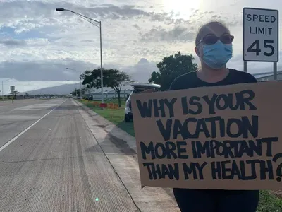 A protestor on Maui