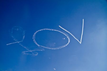 Greg Stinis, three-fourths finished with his skywriting over Chino, California on January 7.