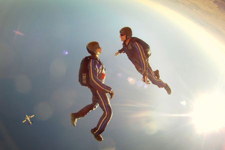 111103-F-UV830-901 U.S. Air Force Academy cadets with the Air Force Wings of Blue Parachute Competition Team perform at the U.S. Parachuting Association's national championships in Eloy, Ariz., on Nov. 3, 2011.  The "Air Force Intrepid" competition team took first place in the four-person intermediate free-flying event.  DoD photo by the U.S. Air Force.  (Released)