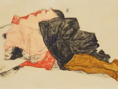 Woman Hiding Her Face&nbsp;(1912) by Egon Schiele