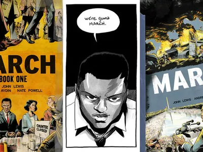 Civil Rights icon John Lewis tells his life story in March, the bestselling graphic novel. 