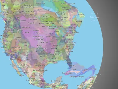 A screenshot of Native Land Digital&rsquo;s interactive map