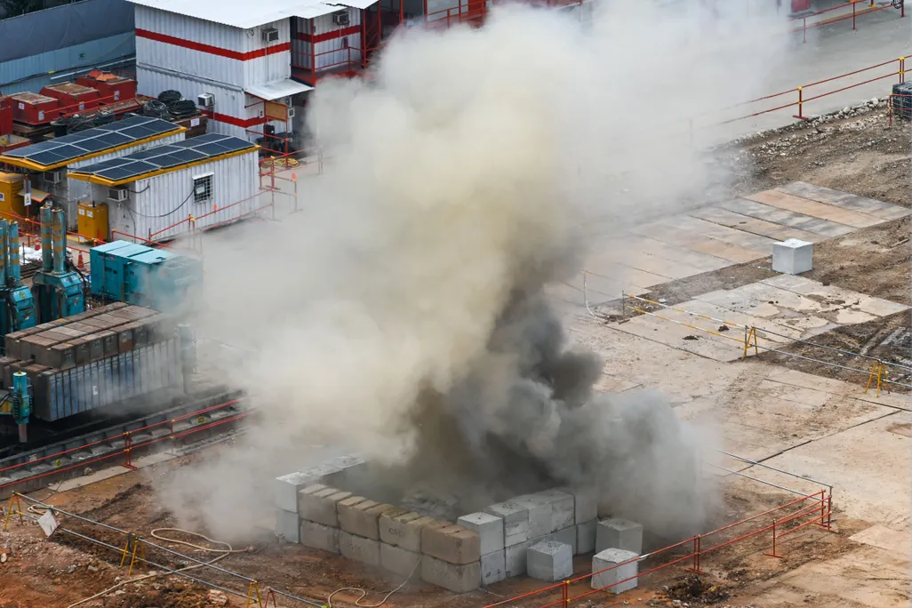 Specialists safely detonating the bomb