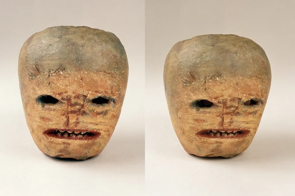 A plaster cast of a "ghost turnip" carving from Donegal, Ireland