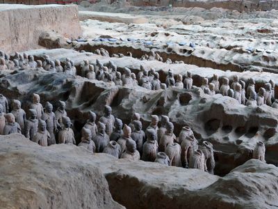 The terra-cotta warriors were constructed in the third century B.C.E.