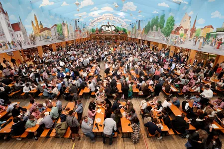Crowds on the first day of Oktoberfest in Munich, Germany