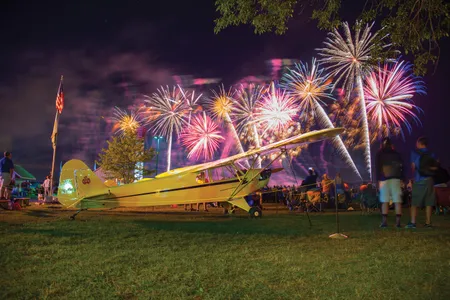 “Hooray for airplanes!” the fireworks finale at each evening of the AirVenture airshow seems to say. “All are welcome,” from the biggest Air Force transport to the humblest Piper Cub.